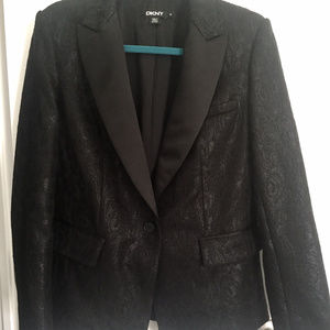 DKNY BLACK LACE OVERLAY BLAZER SIZE 10